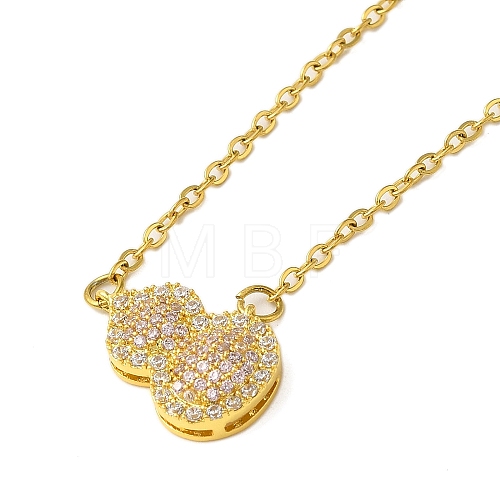 304 Stainless Steel Cubic Zirconia Pendant Necklaces NJEW-Q347-01D-1