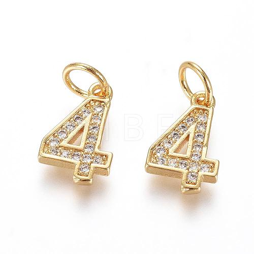 Brass Micro Pave Clear Cubic Zirconia Charms ZIRC-L092-04-G-1