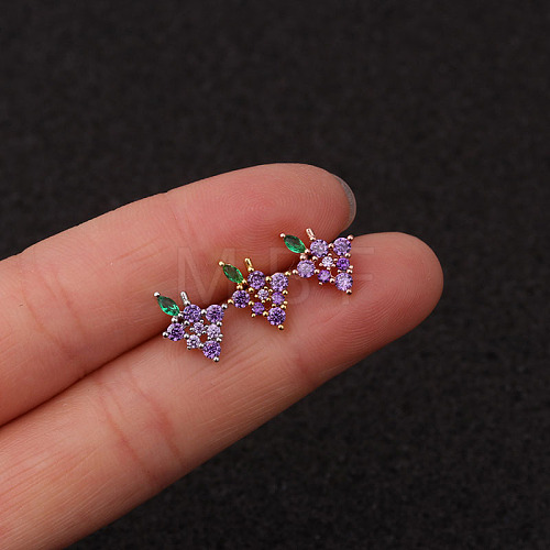 316L Surgical Stainless Steel Micro Pave Medium Purple Cubic Zirconia Cartilage Earrings WG35DE6-15-1