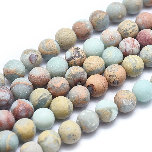 Natural Aqua Terra Jasper Beads Strands G-N0128-48F-6mm-1