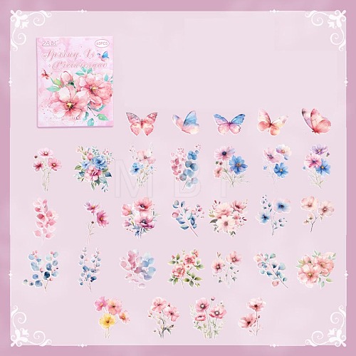 60Pcs PVC Self-Adhesive Flowers Stickers PW-WG3B3DC-03-1