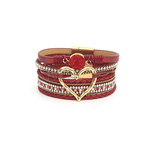 Bohemian Style Handmade Imitation Leather Cord Multi-strand Bracelets for Women Girl WG23ED4-08-1