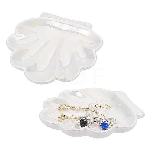 Shell Shape Porcelain Jewelry Plate AJEW-WH0348-164-1