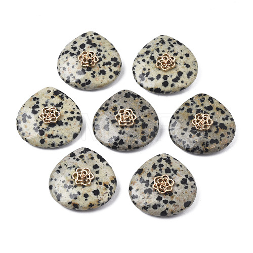 Natural Dalmatian Jasper Pendant Rhinestone Settings G-N326-133-04-1