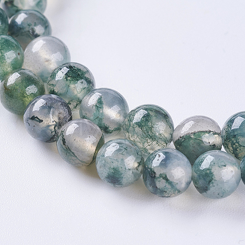 Natural Moss Agate Beads Strands X-G-L470-31-6mm-1