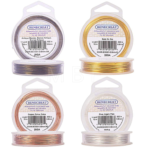 4 Colors Round Copper Wire for Jewelry Making CWIR-BC0002-02-1