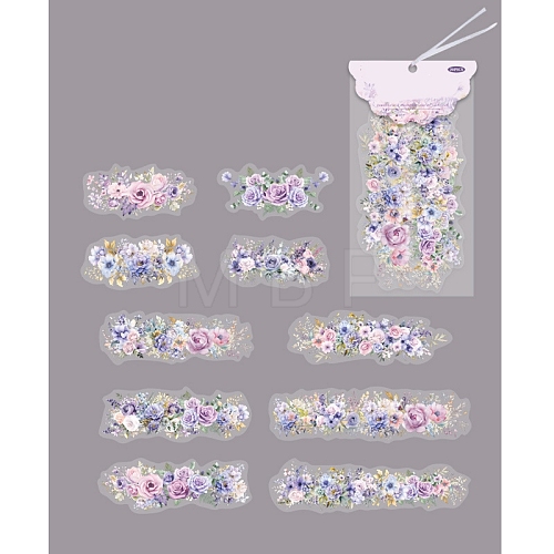 20Pcs 10 Styles Flower PET Stickers PW-WG670F7-06-1