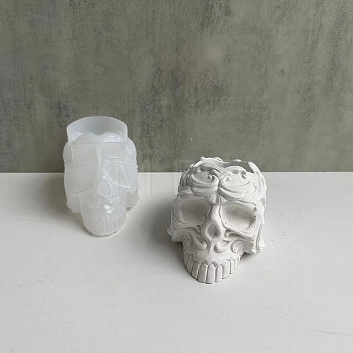Silicone Halloween Skull Candle Holder Molds DIY-A040-01-1
