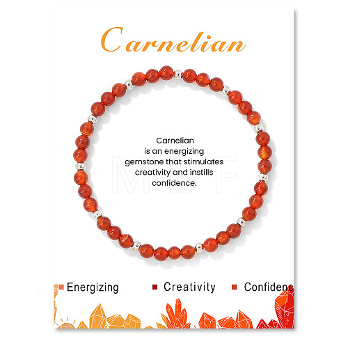 Natural Carnelian Bead Stretch Bracelets for Women LG9619-11-1