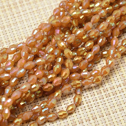 Electroplate Glass Beads Strands X-EGLA-J013-4X6mm-F05-1