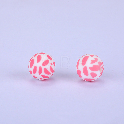 Printed Round Silicone Focal Beads SI-JX0056A-93-1