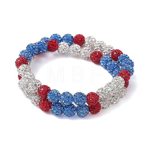 8mm Round Polymer Clay Rhinestone Wrap Bracelets BJEW-JB10480-1