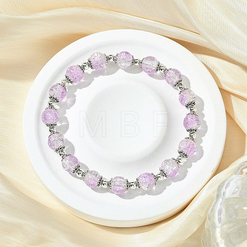 Round Crackle Glass Beads Stretch Bracelets BJEW-JB11456-08-1