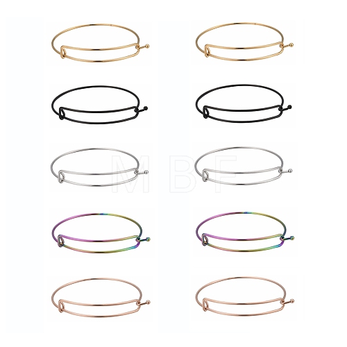 10Pcs 5 Color Adjustable Ion Plating(IP) 304 Stainless Steel Expandable Bangle Making BJEW-LS0001-01-1