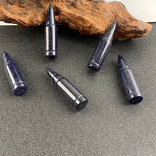 Synthetic Blue Goldstone Bullet Figurines Statues for Home Desk Decorations PW-WG11455-14-1