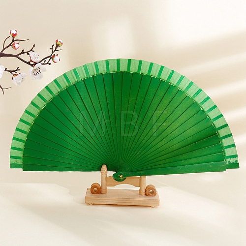 Spanish Solid Color Bamboo with Paper Folding Fan PW-WGF3F0E-09-1