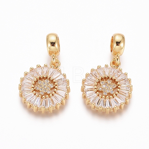 Brass Micro Pave Clear Cubic Zirconia European Dangle Charms OPDL-L016-01G-1