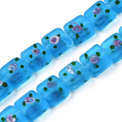 Handmade Frosted Lampwork Beads Strands LAMP-N021-38C-1