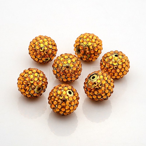 Chunky Resin Rhinestone Bubblegum Ball Beads X-RESI-S260-20mm-S1-1