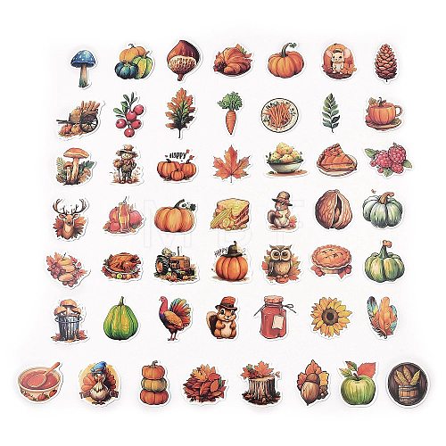 50Pcs Thanksgiving Day Cartoon Vinyl Stickers STIC-Q001-07A-1