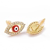 Enamel Horse Eye Stud Earrings with Clear Cubic Zirconia KK-E033-03G-3