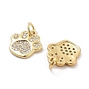 Paw Print Rack Plating Brass Micro Pave Cubic Zirconia Charms X-KK-G512-22G-2