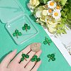 8Pcs Saint Patrick's Day Dyed Natural Malaysia Jade Shamrock Pendants PALLOY-BM00030-3