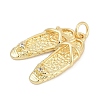 Brass Micro Pave Clear Cubic Zirconia Charms KK-G522-49B-G-3