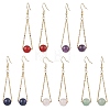 304 Stainless Steel with Natural Mixed Stone Dangle Earrings EJEW-JE06011-01-1