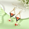 304 Stainless Steel with Cylinder Seed Beads Dangle Earrings EJEW-MZ00810-02-1
