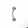 Round 304 Stainless Steel Rhinestone Eyebrow Curved Barbell Rings WGCF9EA-01-1