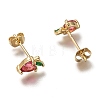 Brass Stud Earrings X-ZIRC-I051-05G-2
