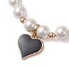 Brass Black Enamel Charm Bracelets BJEW-JB10649-02-3