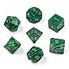 Metal Enlaced Synthetic Malachite Polyhedral Dice Set G-T122-75C-1
