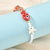 Summer Beach Handmade Porcelain Fish & Gemstone Chip Seed Beads Beaded Bracelets for Women BJEW-JB14440-2