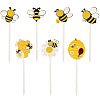 14Pcs 7 Styles Wooden Bees Decorative Pick for Home Vase Filler AJEW-CY0002-68-1