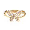 Butterfly Clear Cubic Zirconia Adjustable Ring RJEW-N035-054-NF-1