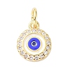 Brass Cubic Zirconia Enamel Charms ZIRC-C022-34G-2