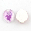 Heart Pattern Glass Oval Flatback Cabochons for DIY Projects GGLA-R022-45x35-79-2