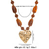 Zinc Alloy Textured Heart Pendant Resin Beaded Necklaces for Women FS-WG268AD-04-1