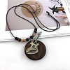 Bohemian Wood Donut Alloy Pendant Long Necklaces for Women FS-WGBD296-02-1
