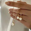 Plastic Imitation Pearl Round Pendant Necklaces & Hoop Earrings Sets WGD642E-01-1