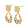 Brass Micro Pave Clear Cubic Zirconia Teardrop Stud Earring Findings KK-D102-01G-1