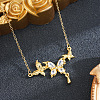 Brass Pave Clear Cubic Zirconia Butterfly Pendant 201 Stainless Steel Cable Chain Necklaces for Women WG5C012-01-1