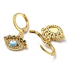 Evil Eye Real 18K Gold Plated Brass Dangle Leverback Earrings EJEW-A033-06G-05-2