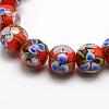 Handmade Inner Flower Lampwork Round Beads Strands LAMP-L029-03-1