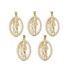 Rack Plating Brass Micro Pave Cubic Zirconia Pendants KK-F848-03G-4