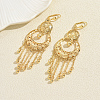 Vintage Ethnic Moon with Round Tassel Brass Chandelier Earrings QG5305-1-1