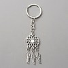 Woven Net/Web with Feather Alloy & Resin Pendant Keychain KEYC-WH0029-71AS-2