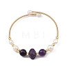 Round & Nuggets Natural & Synthetic Gemstone & Cultured Freshwater Pearl Beaded Bangles BJEW-JB14091-4